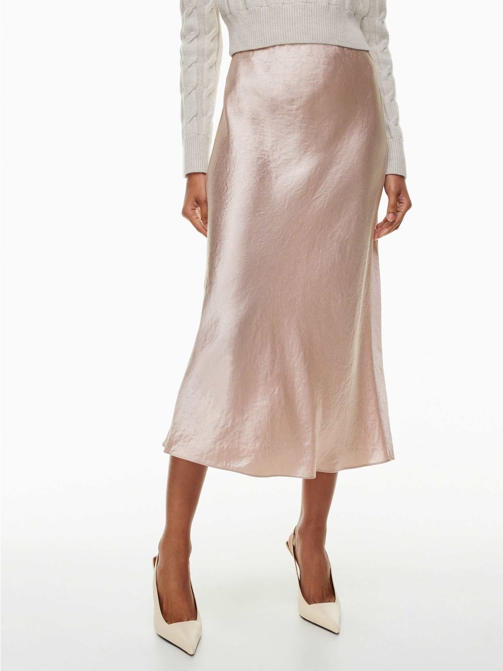 Babaton Satin Midi Skirt in Rose Blush